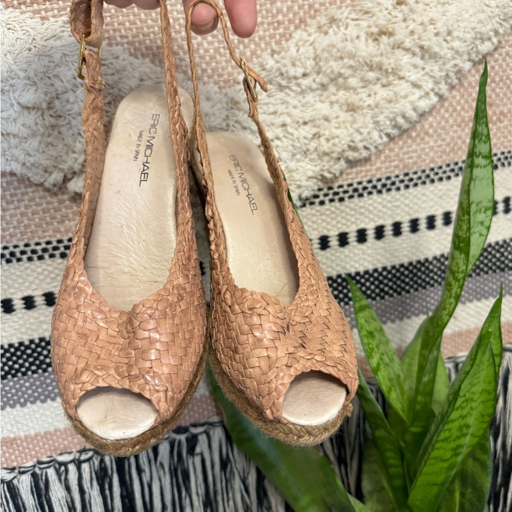 Eric Michael Tan Woven‎ Wedge Espadrille Sz